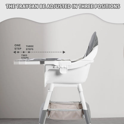 LittleMaylah™ Baby High Chair, Portable Baby Dining Chairs Eat & Play Convertible High Chair with Double-Layer Dinner Plate and Toy Rack