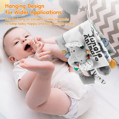 LittleMaylah™ Soft Baby Books 3D Touch Feel High Contrast Cloth Book Sensory Early Learning Stroller Toys for Infant Toddler Gifts 0-12 Months