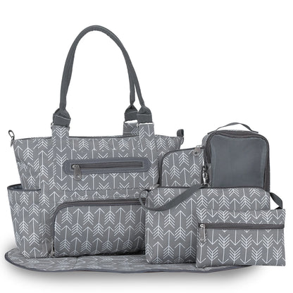 LitlleMaylah™ 7pcs Nappy Changing Bag Set,Multifunction Mummy Tote Bag Baby Changing Bag Shoulder Handbag Travel Diaper Bag