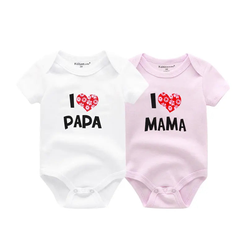 LittleMaylah™ I love Papa Mama Newborn Boy Girl Bodysuits Soft 100%Cotton Baby onesies Twin Clothes