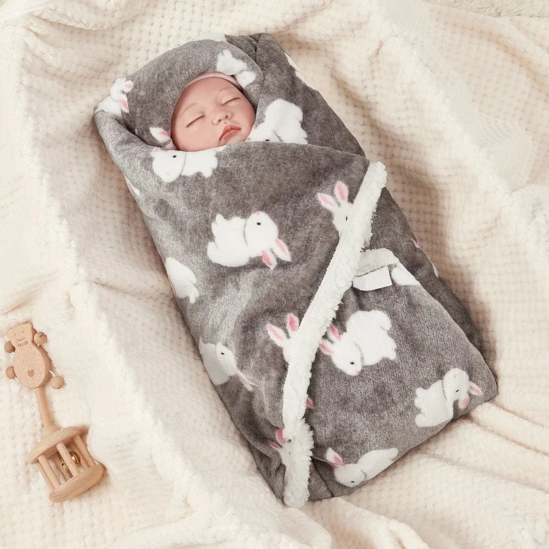 LittleMaylah™ Winter Baby Blanket – Flannel Lamb Fleece Swaddle & Stroller Wrap