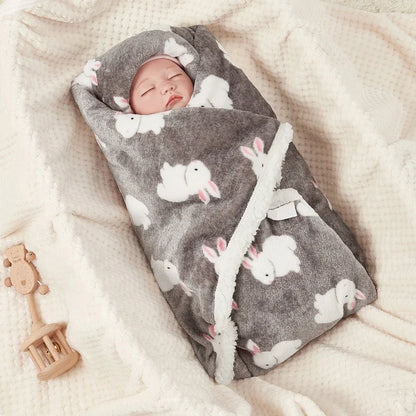 LittleMaylah™ Winter Baby Blanket – Flannel Lamb Fleece Swaddle & Stroller Wrap