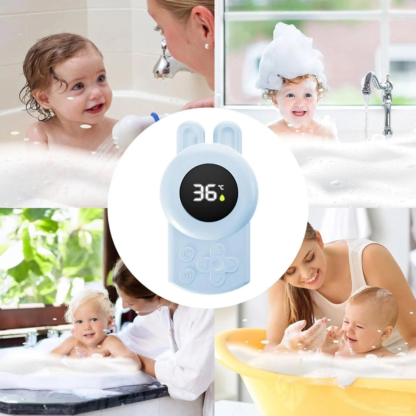 LittleMaylah™ JUSTLANG Blue Seal Baby Bathtub LED Thermometer – Floating Waterproof Temperature Sensor