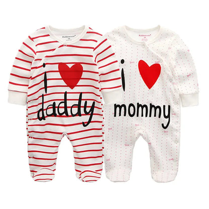 LittleMaylah™ 2-Piece Cartoon Baby Romper Set – Long Sleeve Cotton Jumpsuits (0–12 Months)