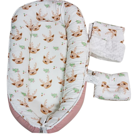 LittleMaylah™ Blush Pink Portable Baby Crib - Dreamy Foldable Bassinet with Breathable Mesh, JPMA Certified Travel Bed for Girls Nursery