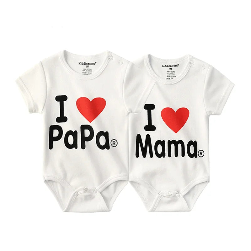 LittleMaylah™ I love Papa Mama Newborn Boy Girl Bodysuits Soft 100%Cotton Baby onesies Twin Clothes
