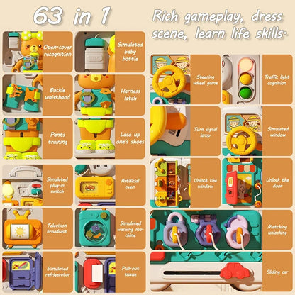 LittleMaylah™ Baby Sensory Busy Board – Montessori Toy with Music, Lights & Switches