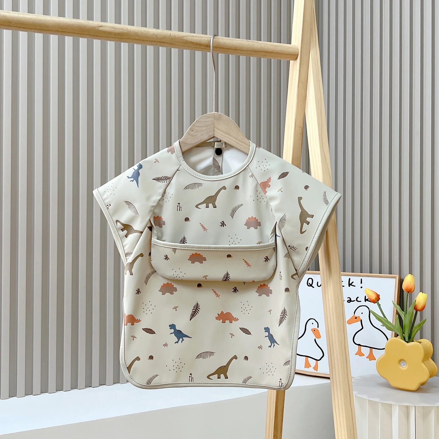 LittleMaylah™ Cute Waterproof Baby Bib – Short Sleeve Feeding Apron with Cartoon Animals