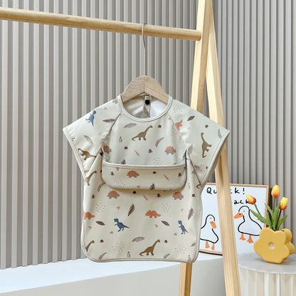 LittleMaylah™ Cute Waterproof Baby Bib – Short Sleeve Feeding Apron with Cartoon Animals