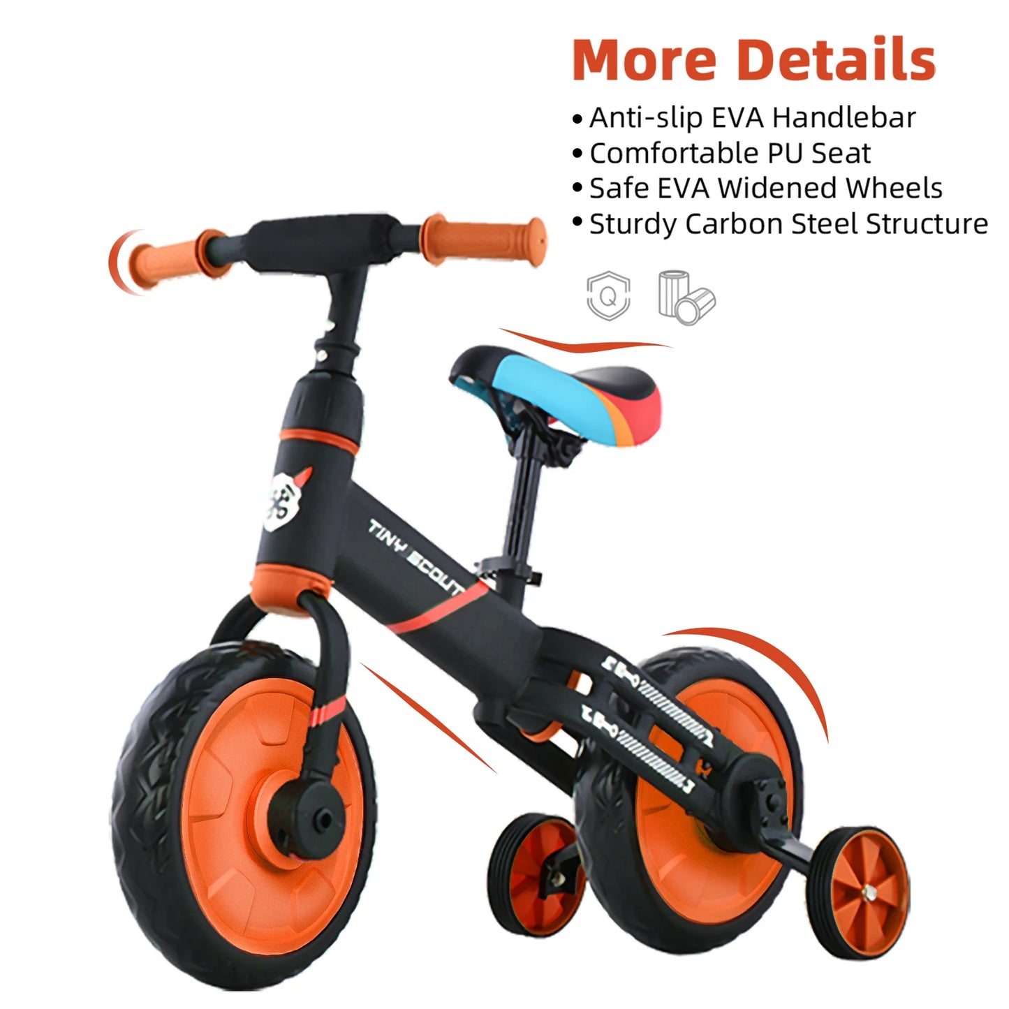 LittleMaylah™ Tiny Scout 4-in-1 Balance Bike – Adjustable Toddler Bike with Optional Pedals & Support Wheels (Ages 3–5, JL102)