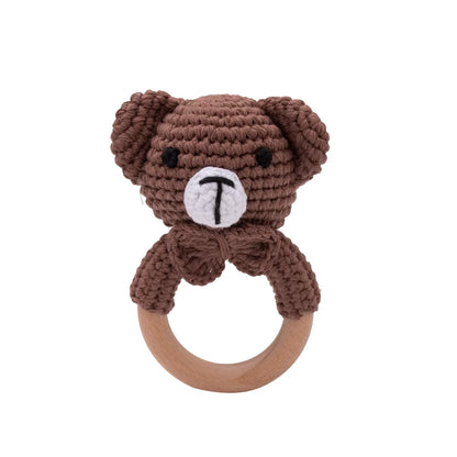 LittleMaylah™ Baby Crochet Rattle Wooden Teether Toy BPA Free Wood Rodent Rabbit Rattle Baby Mobile Play Gym Newborn Educational Music Toys