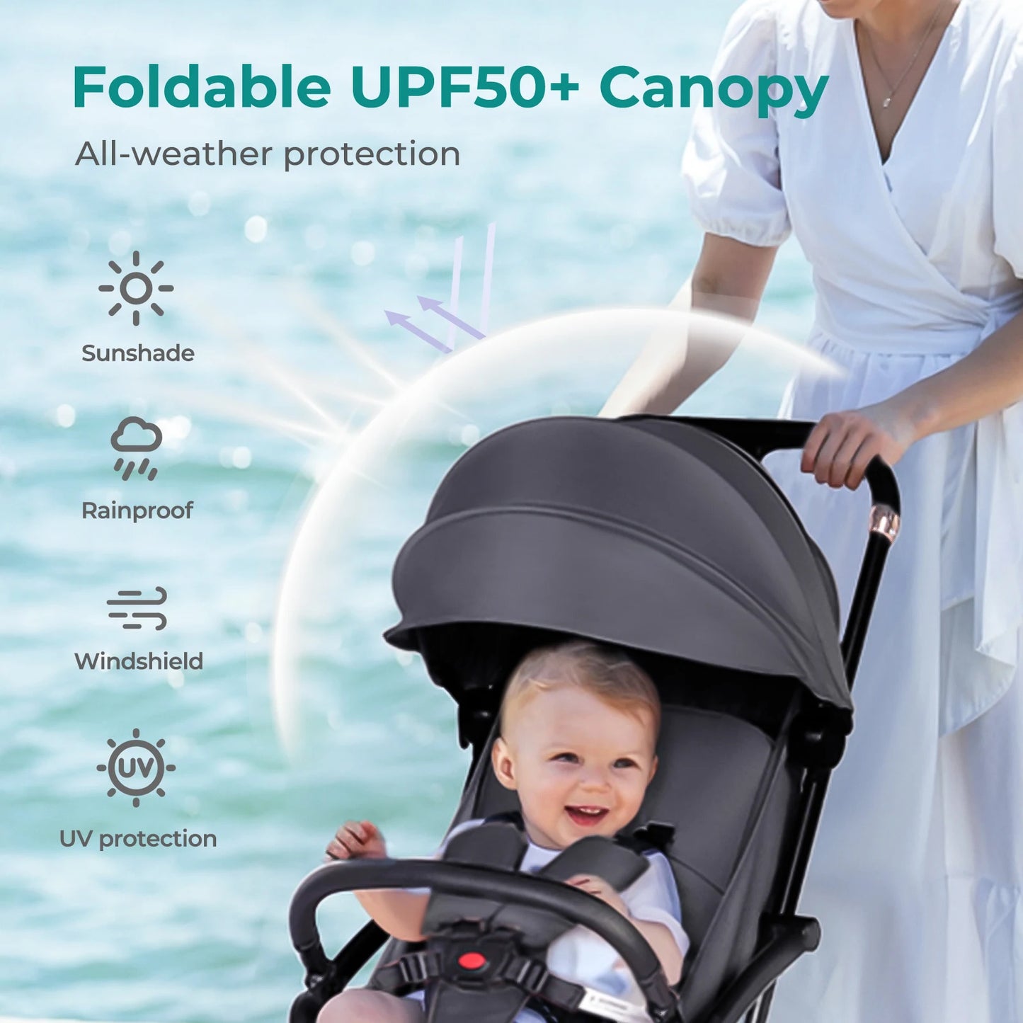 Baby Pushchair,Strollers for Toddlers up to 22KG,Compact & Lightweight One Hand Gravity Foldable Pram,UPF 50+ Canopy