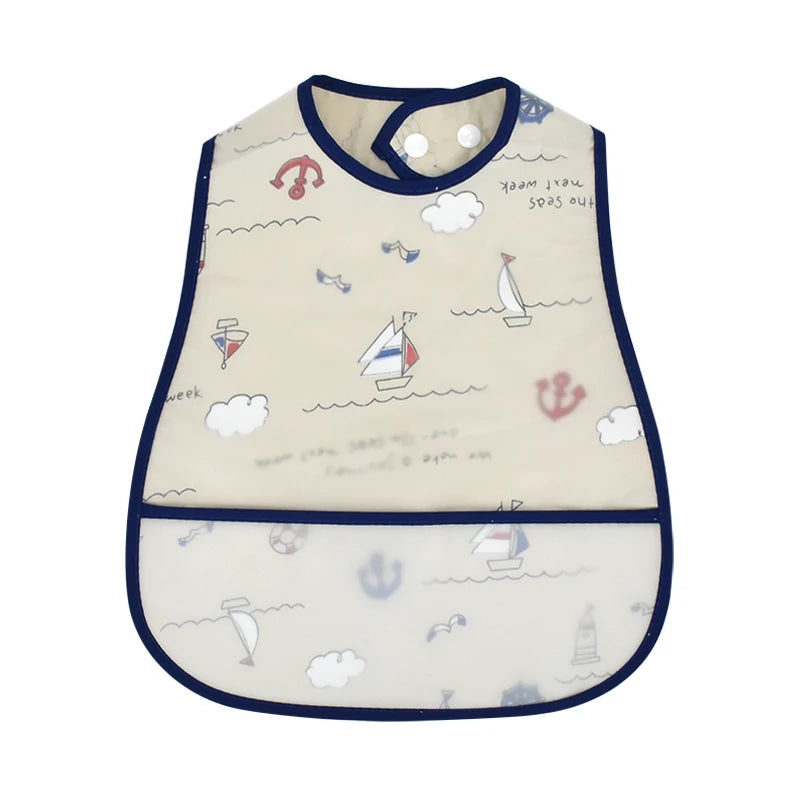 LittleMaylah™ Cartoon Waterproof Baby Bib – Adjustable EVA Feeding Apron with Pocket