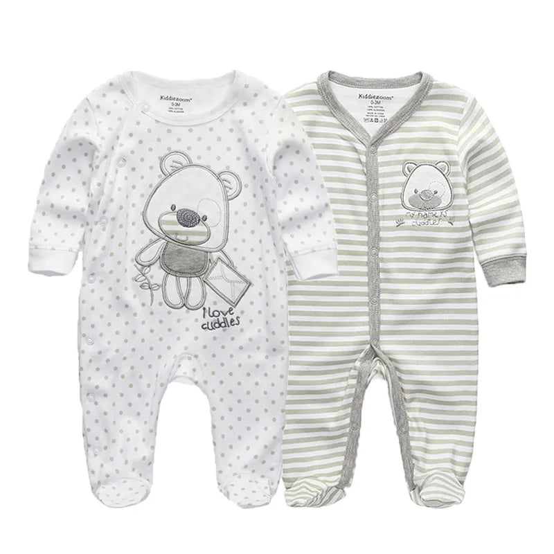 LittleMaylah™ 2-Piece Cartoon Baby Romper Set – Long Sleeve Cotton Jumpsuits (0–12 Months)