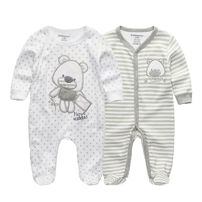 LittleMaylah™ 2-Piece Cartoon Baby Romper Set – Long Sleeve Cotton Jumpsuits (0–12 Months)
