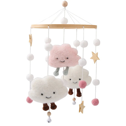 LittleMaylah™ Baby Wooden Bed Bell – Cartoon Rabbit Crib Mobile with Hanging Rattles
