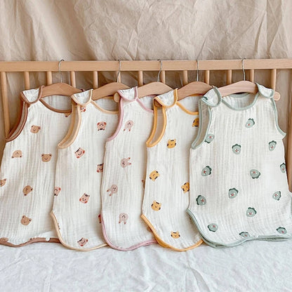 LittleMaylah™ Lightweight Cotton Baby Sleeping Robe – Sleeveless Anti-Kick Crawling Suit & Swaddle Vest