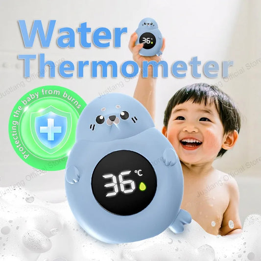 LittleMaylah™ JUSTLANG Blue Seal Baby Bathtub LED Thermometer – Floating Waterproof Temperature Sensor