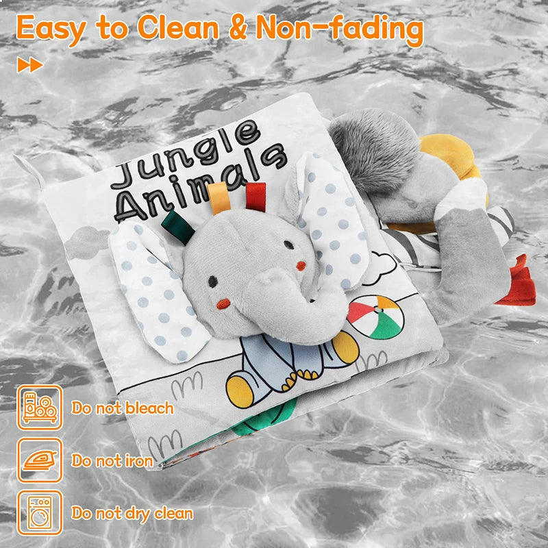 LittleMaylah™ Soft Baby Books 3D Touch Feel High Contrast Cloth Book Sensory Early Learning Stroller Toys for Infant Toddler Gifts 0-12 Months