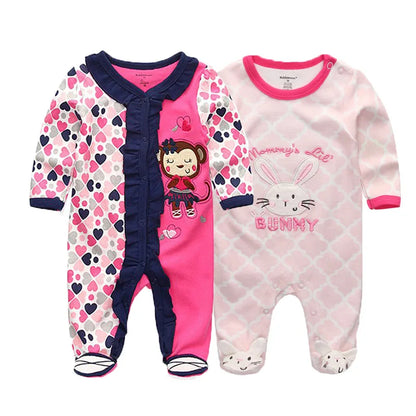 LittleMaylah™ 2-Piece Cartoon Baby Romper Set – Long Sleeve Cotton Jumpsuits (0–12 Months)