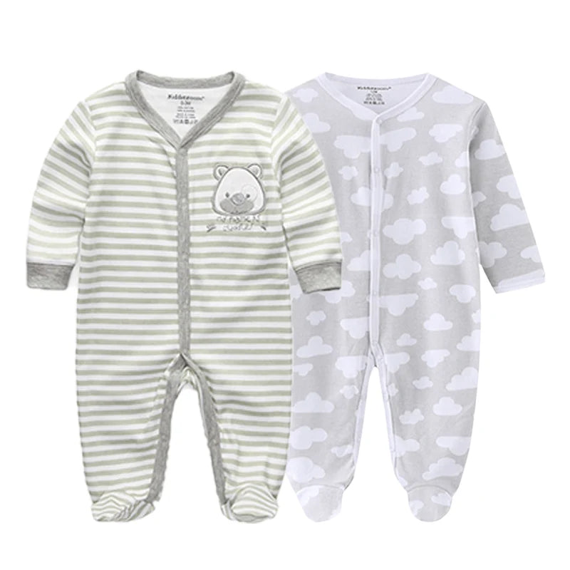 LittleMaylah™ 2-Piece Cartoon Baby Romper Set – Long Sleeve Cotton Jumpsuits (0–12 Months)