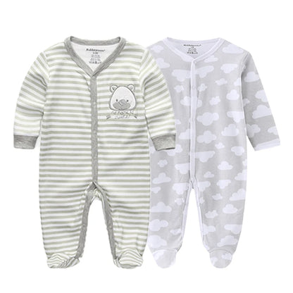 LittleMaylah™ 2-Piece Cartoon Baby Romper Set – Long Sleeve Cotton Jumpsuits (0–12 Months)