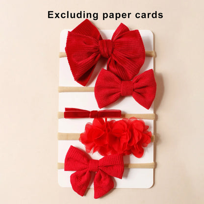 5pcs Beige Fashion Hair Accessories Different Style Girls Bow Hairband Toddler Daily Decor Floral Headband