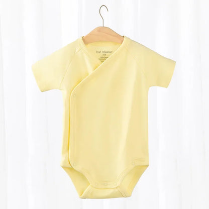 LittleMaylah™ 0-12M Baby White Rompers for Newborn Unisex Organic Cotton Short Sleeve One Piece Bodysuits for Kids Toddler Sleepwear Outfits