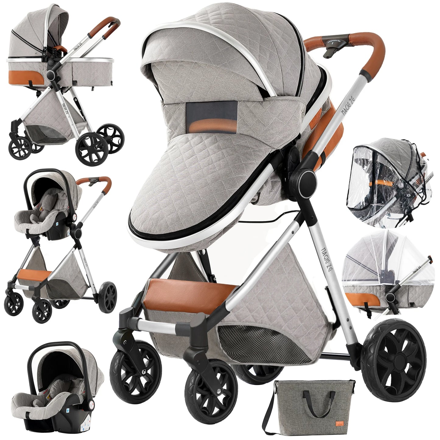 Luxury Baby stroller 3 in 1 Baby carriage pram BABI PRAM 3 IN 1 Portable travel pram Baby carriage High landscape baby stroller