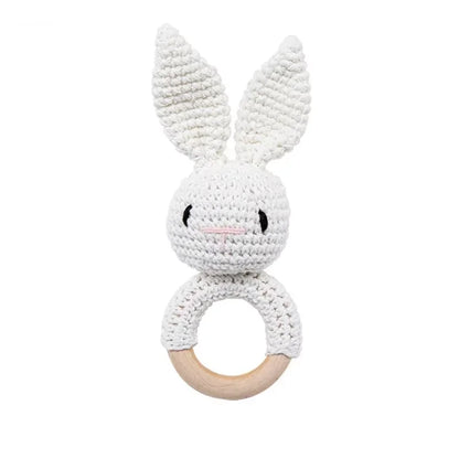 LittleMaylah™ Baby Crochet Rattle Wooden Teether Toy BPA Free Wood Rodent Rabbit Rattle Baby Mobile Play Gym Newborn Educational Music Toys