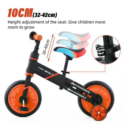 LittleMaylah™ Tiny Scout 4-in-1 Balance Bike – Adjustable Toddler Bike with Optional Pedals & Support Wheels (Ages 3–5, JL102)