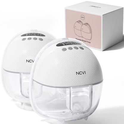 NCVI Electric Wearable Breast Pump for Breastfeeding, Hands-Free, 4 Modes 9 Levels, 3 Flange Sizes(19/21/24mm), Smart Display