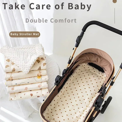 Baby Stroller Seat Cushion Soft Mattress Kids Pushchair Car Mat Stroller Accessories Cotton Thickened Four Seasons Baby Cart Mat