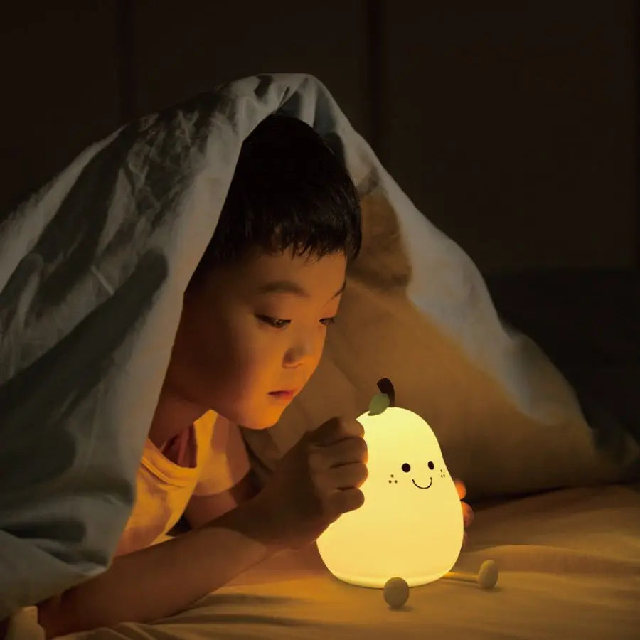 LittleMaylah™ USB Rechargeable Pear Silicone Night Light – Touch Sensor Cat Lamp with Remote