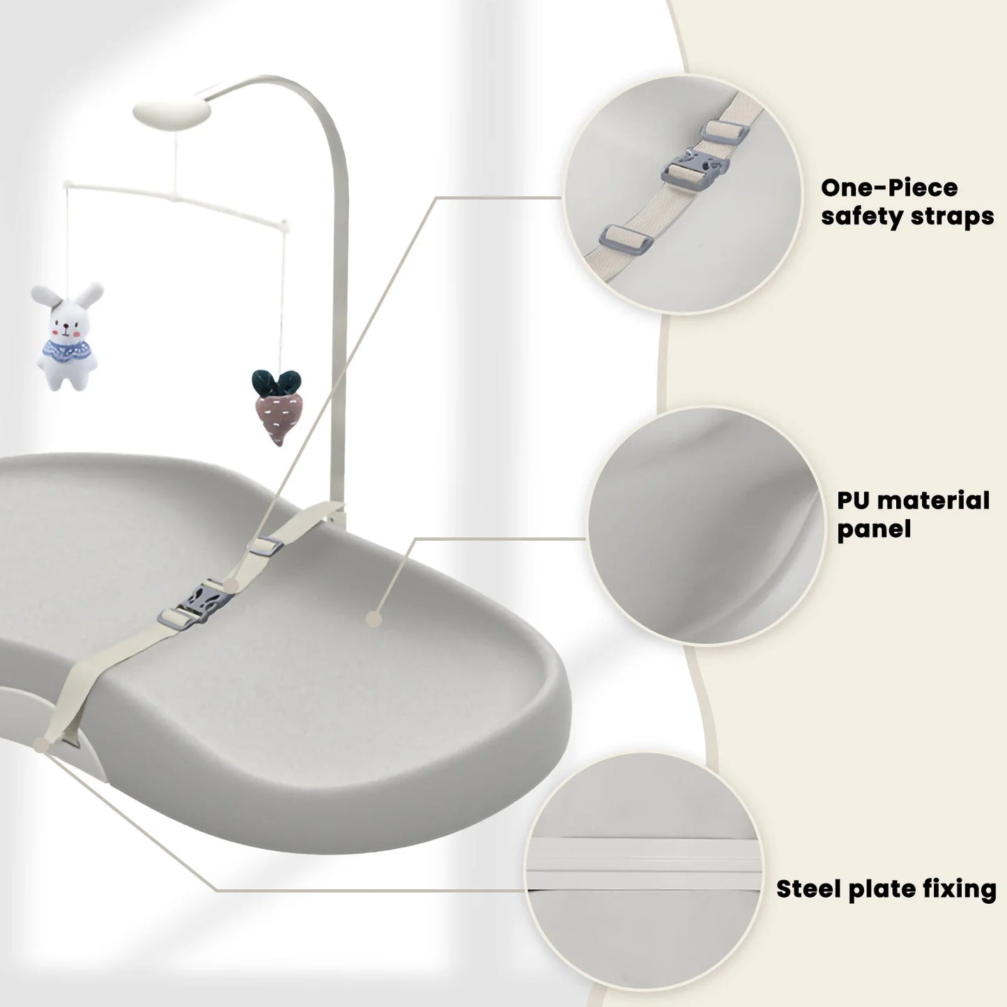 Baby Changing Pad Nursery Style Wipe-Clean Contoured Easy to Clean, Non-Slip Design for Changing Tables