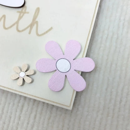 LittleMaylah™ Photography Props Baby Milestone Photo Props Wooden Baby Monthly Milestone Cards 3D Flowers Double Sides