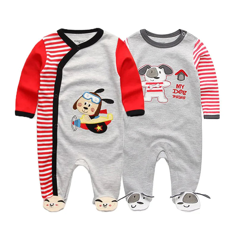 LittleMaylah™ 2-Piece Cartoon Baby Romper Set – Long Sleeve Cotton Jumpsuits (0–12 Months)