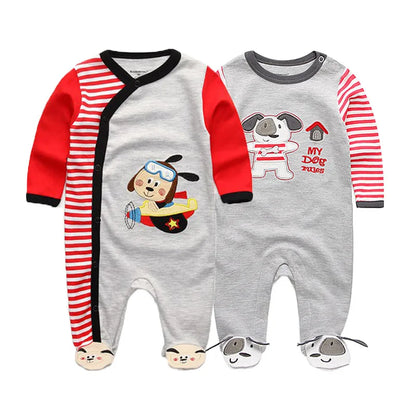 LittleMaylah™ 2-Piece Cartoon Baby Romper Set – Long Sleeve Cotton Jumpsuits (0–12 Months)