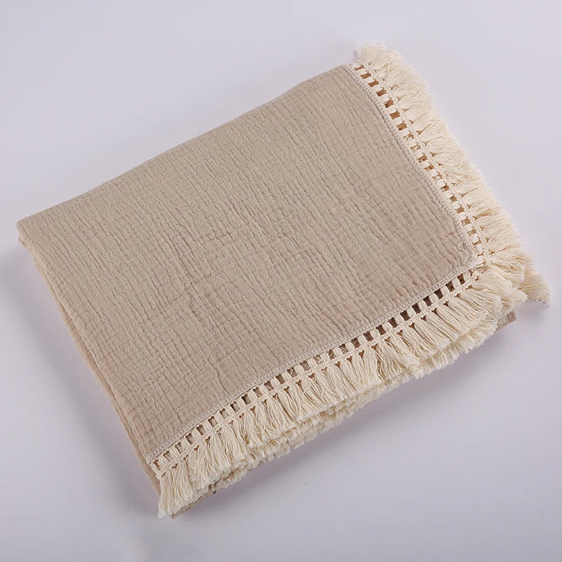 LittleCotton Muslin Swaddle Blankets for Newborn Baby Tassel Receiving Blanket New Born Swaddle Wrap Infant Sleeping Quilt Bed Cover