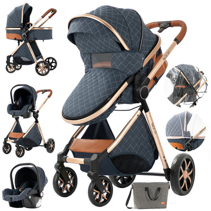 Luxury Baby stroller 3 in 1 Baby carriage pram BABI PRAM 3 IN 1 Portable travel pram Baby carriage High landscape baby stroller