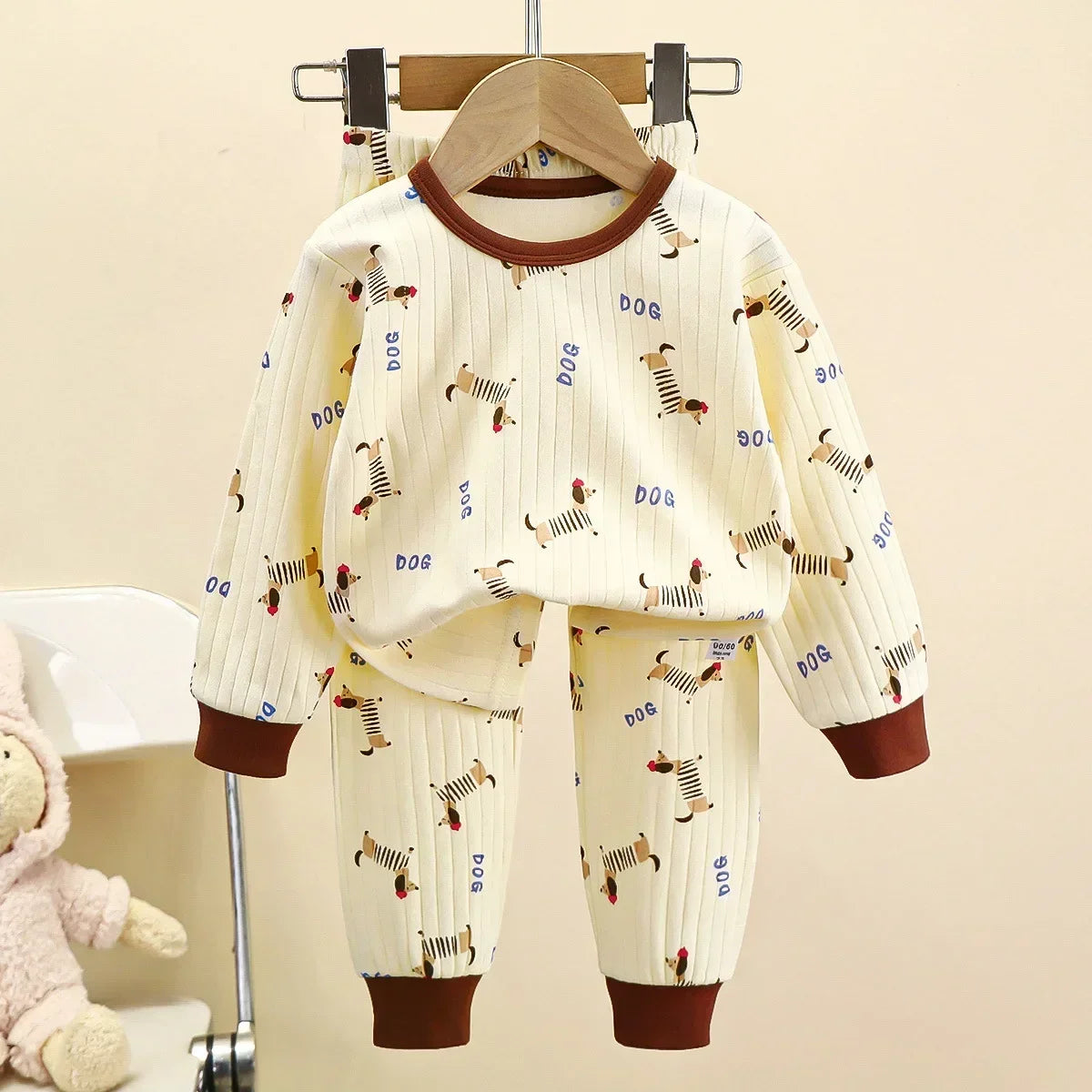 LittleMaylah™ Kids Cotton Warm Pajamas – Cartoon Long Sleeve T-Shirt & Pants Set