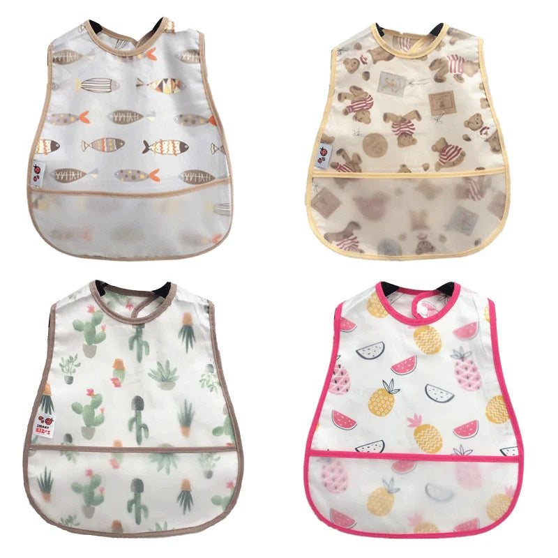 LittleMaylah™ Cartoon Waterproof Baby Bib – Adjustable EVA Feeding Apron with Pocket