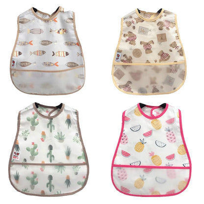 LittleMaylah™ Cartoon Waterproof Baby Bib – Adjustable EVA Feeding Apron with Pocket