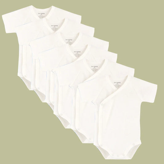 LittleMaylah™ 0-12M Baby White Rompers for Newborn Unisex Organic Cotton Short Sleeve One Piece Bodysuits for Kids Toddler Sleepwear Outfits