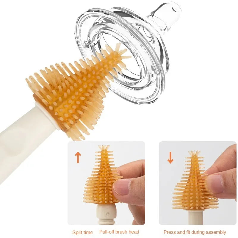 LittleMaylah™ Portable Baby Bottle Cleaning Brush Set – Travel-Sized Silicone Brushes with Drying Rack, Nipple & Straw Cleaner, BPA-Free