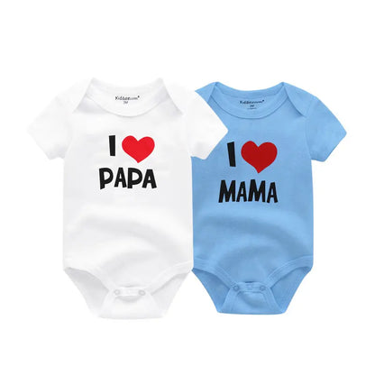 LittleMaylah™ I love Papa Mama Newborn Boy Girl Bodysuits Soft 100%Cotton Baby onesies Twin Clothes