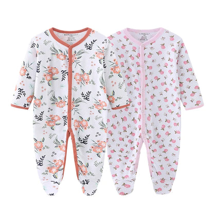 LittleMaylah™ 2-Piece Cartoon Baby Romper Set – Long Sleeve Cotton Jumpsuits (0–12 Months)