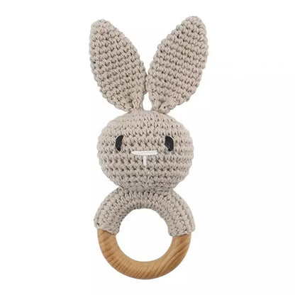 LittleMaylah™ Baby Crochet Rattle Wooden Teether Toy BPA Free Wood Rodent Rabbit Rattle Baby Mobile Play Gym Newborn Educational Music Toys