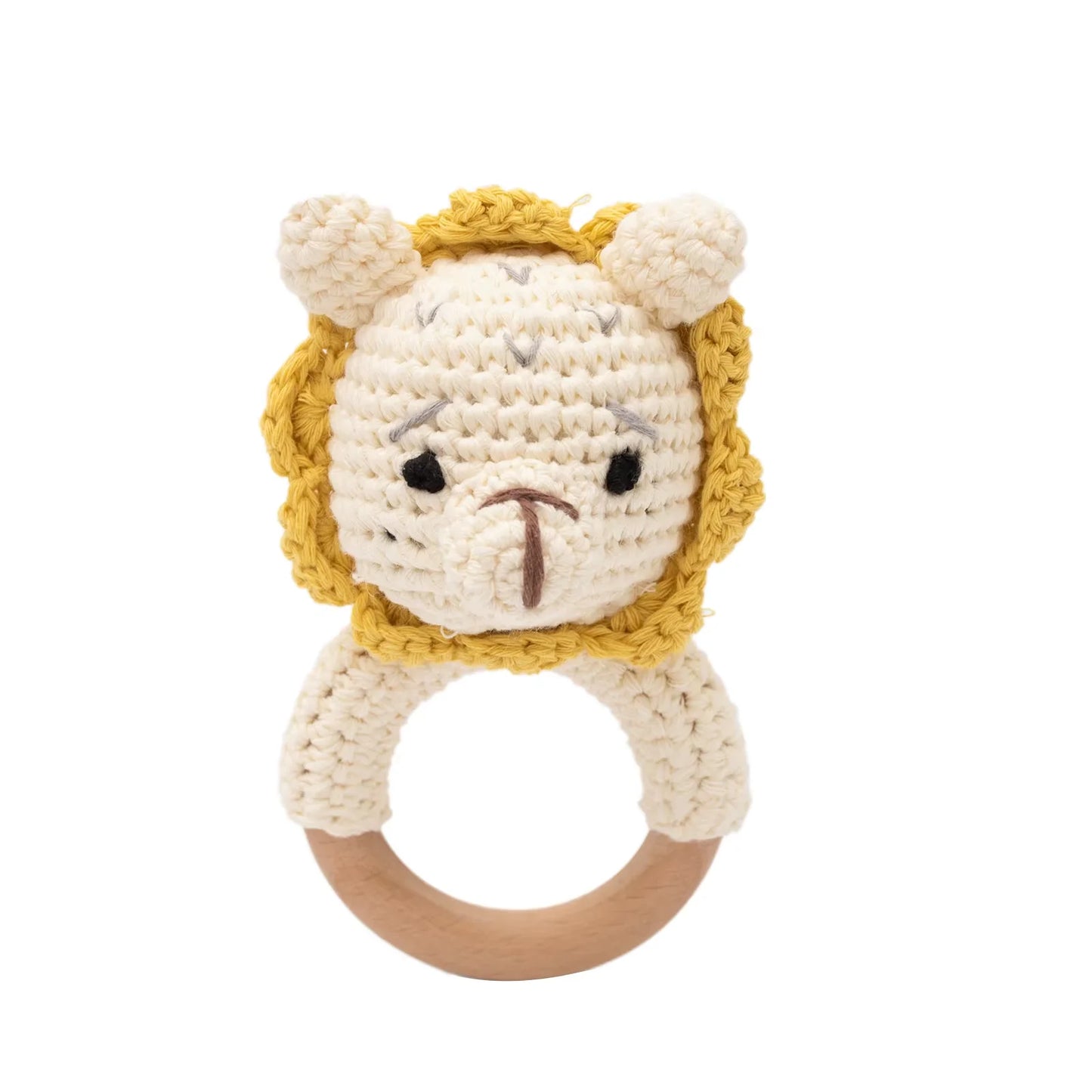 LittleMaylah™ Baby Crochet Rattle Wooden Teether Toy BPA Free Wood Rodent Rabbit Rattle Baby Mobile Play Gym Newborn Educational Music Toys