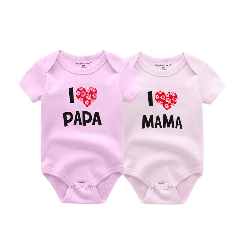 LittleMaylah™ I love Papa Mama Newborn Boy Girl Bodysuits Soft 100%Cotton Baby onesies Twin Clothes